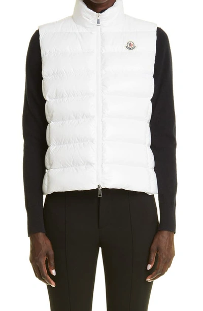 Moncler Ghany Nylon Laqué Down Puffer Vest In White
