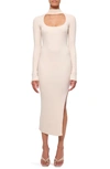 Jonathan Simkhai Kenny Long Sleeve Cutout Rib Sweater Dress In Ceramic