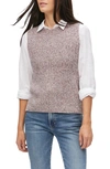 Michael Stars Marled Crewneck Sweater Vest In Plum Combo