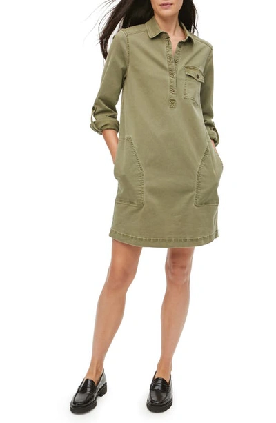 Michael Stars Eleanor Long Sleeve Stretch Cotton Utility Dress In Field
