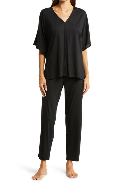 Natori Shangri-la Caftan Dress Pajamas In Black