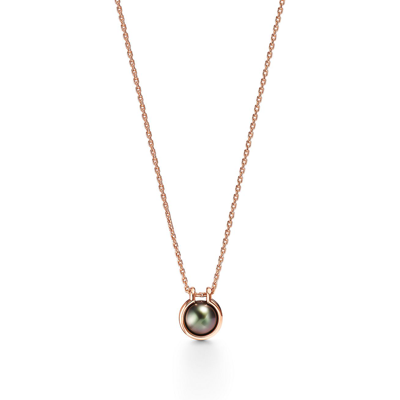 Tiffany & Co Tiffany Hardwear Tahitian Black Pearl Link Pendant In 18k Rose Gold