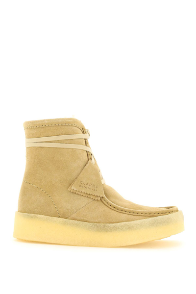 Clarks Originals Wallabee Cup Lace Up Ankle Boots In Beige