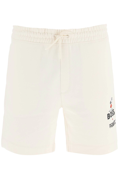 Hugo Boss Boss X Peanuts Cotton Bermuda Shorts In White