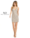 Mac Duggal Sleeveless Sequin V-neck Mini Dress In Shimmering Gold