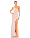 Mac Duggal Beaded Drop Shoulder Jersey Gown In Rose