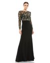 Mac Duggal Womens Embellished Floral Evening Dress In Black