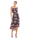 Mac Duggal Black Polka Dot Floral Midi Dress In Black Multi