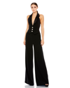 Mac Duggal Sleeveless Tuxedo Jumpsuit Dress In Jet Black