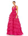 Mac Duggal Chiffon Layered Cut Out Ballgown In Fuchsia