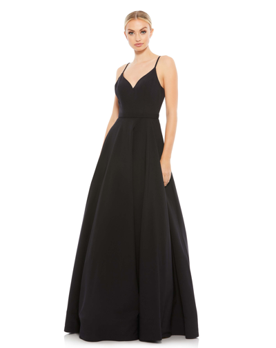 Ieena For Mac Duggal Classic A-line V-neck Ballgown In Black