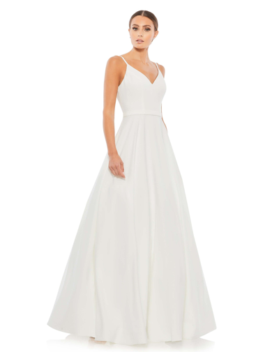 Ieena For Mac Duggal Classic A-line V-neck Ballgown In White
