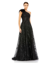 Mac Duggal Embellished One Shoulder A Line Gown In Black