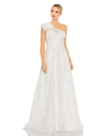 Mac Duggal Embellished One Shoulder A Line Gown In Ivory