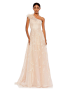 Mac Duggal Embellished One Shoulder A Line Gown In Peach