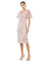 Mac Duggal Embellished Illusion Butterfly Sleeve Cocktail Dress In Rose Pink