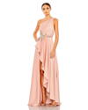 Mac Duggal Embellished One Shoulder Asymmetrical Gown In Rose