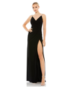 IEENA FOR MAC DUGGAL FAUX WRAP V NECK OPEN BACK GOWN