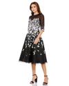 Mac Duggal Floral Embroidered A-line Tea-length Cocktail Dress In Black Multi