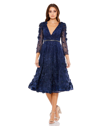 Mac Duggal Floral Appliqué Lace Fit & Flare Cocktail Dress In Midnight