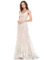 Mac Duggal Floral Embroidered Corset Bodice Gown In Nude/multi
