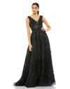 Mac Duggal Beaded Tulle Ball Gown In Black
