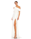 Mac Duggal Off-the-shoulder Shirred Jersey Gown In White