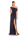 Mac Duggal Off-the-shoulder Shirred Jersey Gown In Charcoal