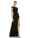 Mac Duggal Foldover Ruched Jersey Evening Gown In Black