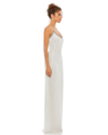 Mac Duggal Lattice Bead Sheath Gown In White