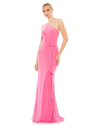 Mac Duggal Jersey One Shoulder Belted Trumpet Gown In Candy Pink