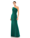 Ieena For Mac Duggal Jersey One Shoulder Belted Trumpet Gown In Emerald Green
