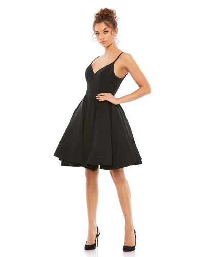 Ieena For Mac Duggal Low Back A-line Party Dress In Black