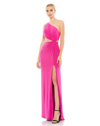 Mac Duggal One Shoulder Ruched Cut Out Jersey Gown In Pink