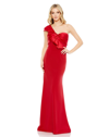 Mac Duggal Half-bow Bodice Trumpet Gown In Red