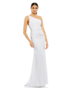 Mac Duggal One Shoulder Jersey Mermaid Gown In White