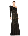 MAC DUGGAL EMBELLISHED ONE PUFF SLEEVE TRUMPET GOWN