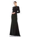 Mac Duggal Raglan Long Sleeve High Neck Gown In Black