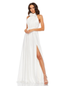 Mac Duggal Rosette Halter Chiffon Evening Gown In White
