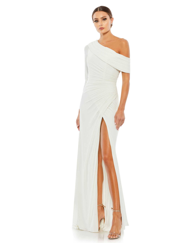 IEENA FOR MAC DUGGAL RUCHED JERSEY DROP SHOULDER FOLDOVER GOWN