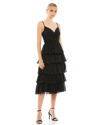 Mac Duggal High Neck Cape Mini Dress With Ruffle Hem In Black