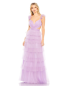 Mac Duggal Ruffle Tiered Tulle Cut Out Gown In Lilac