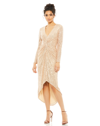 Mac Duggal Ieena Sequin Knotted Midi Dress In Rose/gold