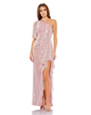 MAC DUGGAL SEQUINED FLUTTER SLEEVE ONE SHOULDER DRAPED GOWN - FINAL SALE