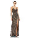 Mac Duggal Sequined Gather Waist Gown In Bronze