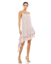 Mac Duggal Sequined Ruffle Hem Sleeveless Cocktail Dress In Rose