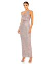 Ieena For Mac Duggal Sequined Strappless Faux Bow Column Gown In Rose Pink