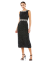 Mac Duggal Sleeveless High Neck Beaded Midi Sheath Dress In Black