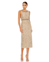 Mac Duggal Sleeveless Sequin Highneck Column Midi Dress In Gold In Gold