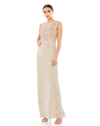 Mac Duggal Sequin Sleeveless Column Gown In Nude